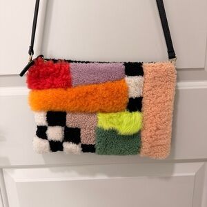 PRIMECUT Playground Shearling Mini Hobo Patchwork Purse